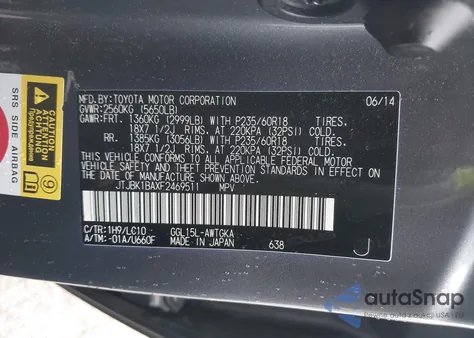 2015 Lexus Rx 350 z USA, uszkodzony, nr VIN JTJBK1BAXF2469511